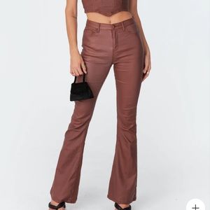 Brand New, never worn, with tags, Edikted brown leather pants in size large